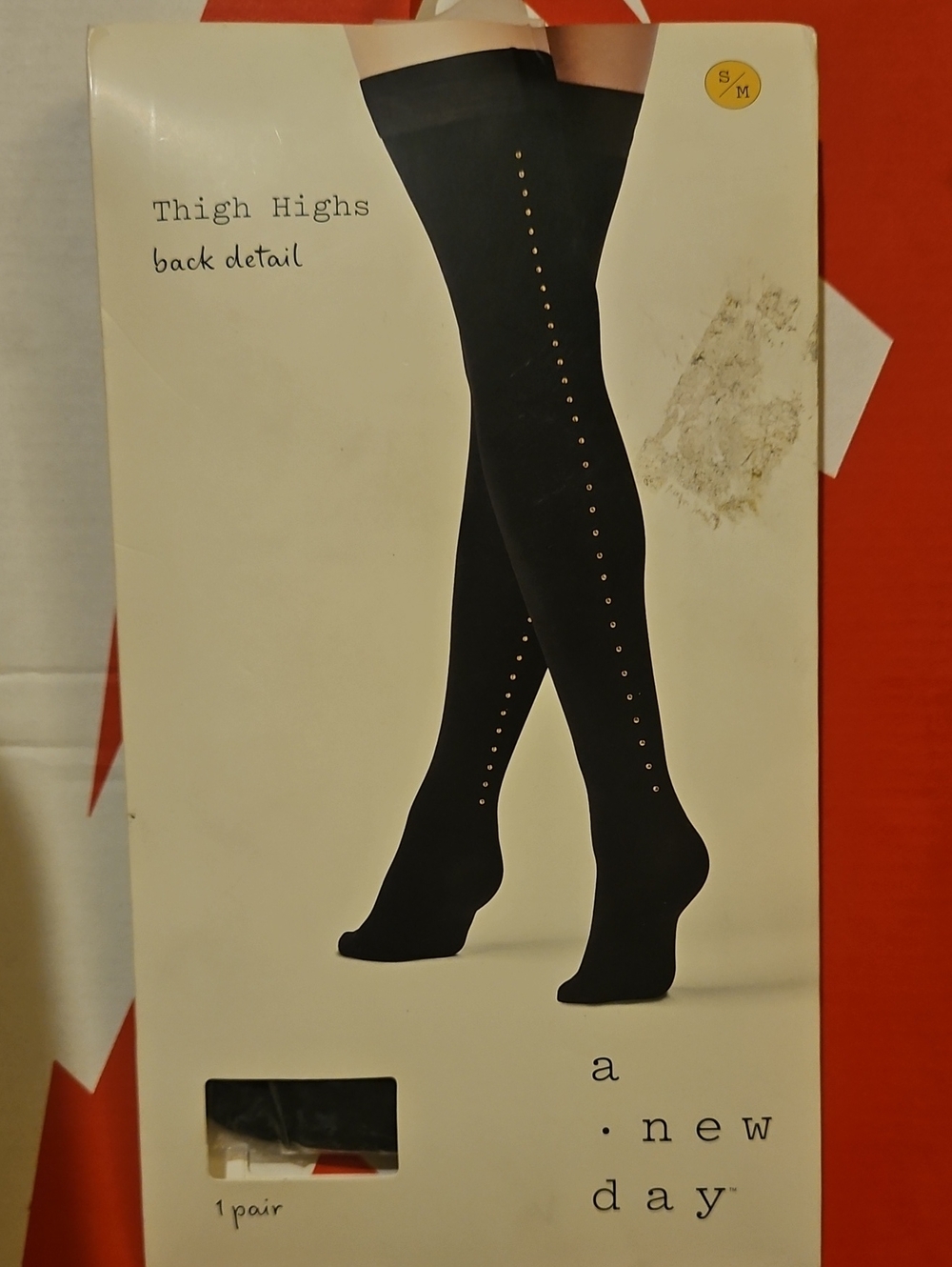 a new day Black Thigh Highs with Gold Back Studs